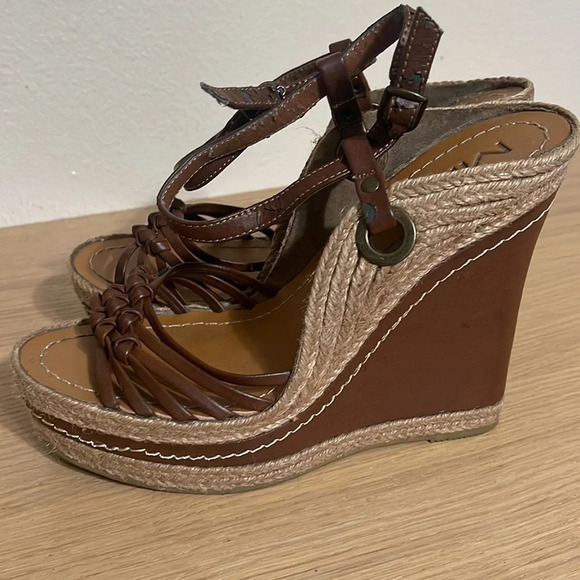 MIA Women's Tan Brown Wedge Platform Sandals Shoes Size 8.5 Medium - Picture 7 of 17